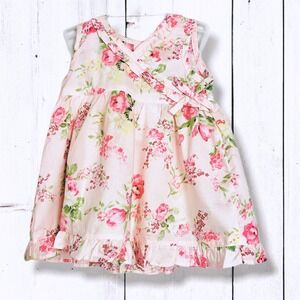 NWT 18M Agabang Baby Girls Floral Ruffle Dress and Diaper Cover Set Pink